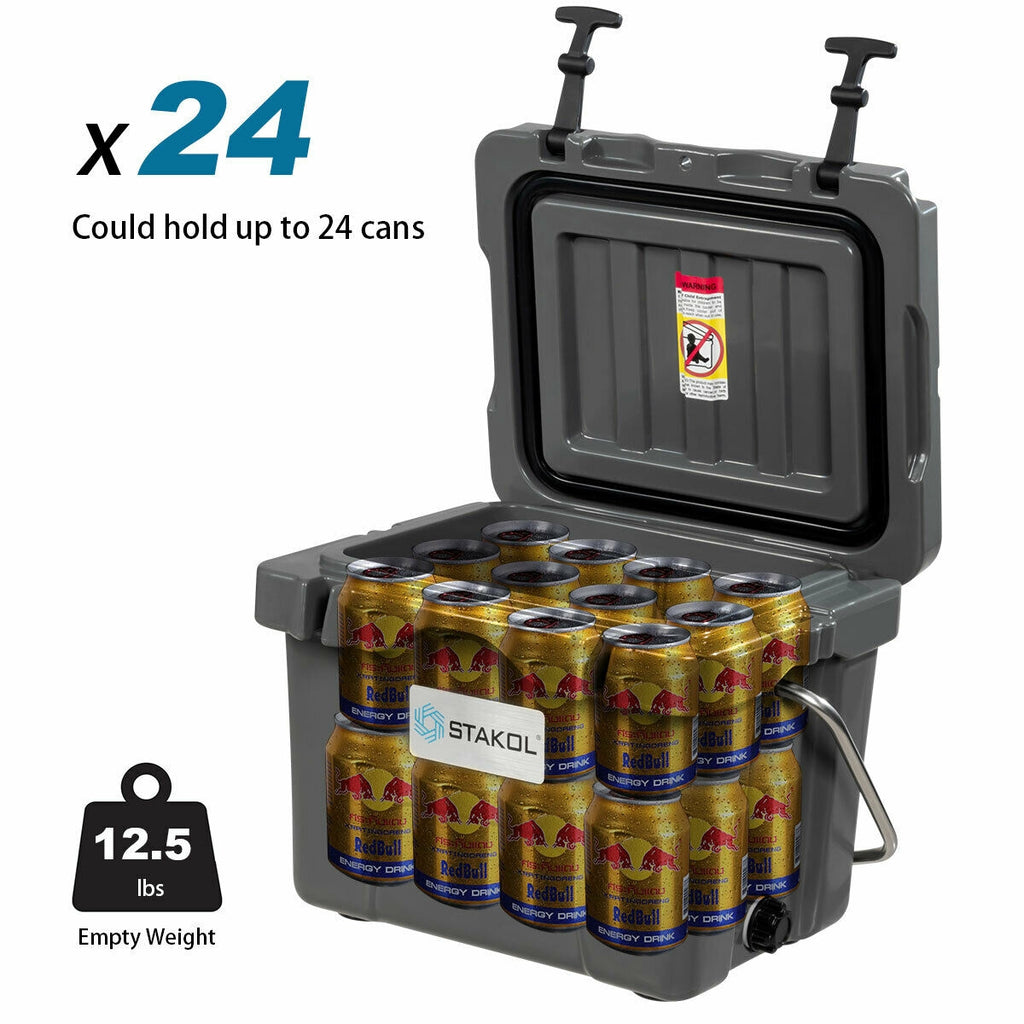 16 QT Portable Insulated Ice Cooler with Cup Holders - Gray