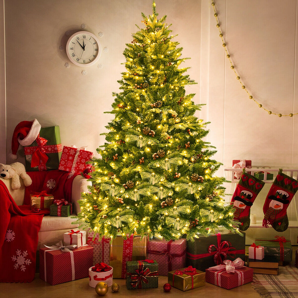 Pre-Lit Snow Flocked Artificial Christmas Tree 6.5 Feet with LED Lights
