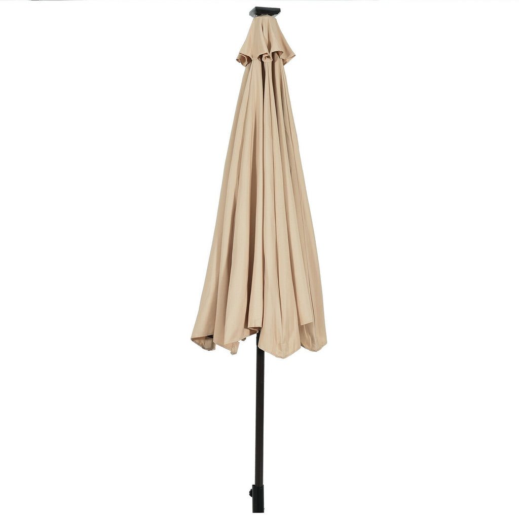 10 Ft Solar Patio Umbrella with 24 LED Lights - Beige
