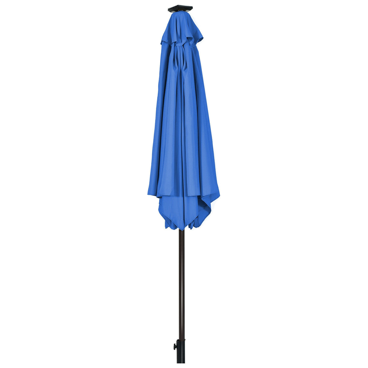 9x8 Solar LED Market Umbrella with Tilt - 18 Lights, Blue