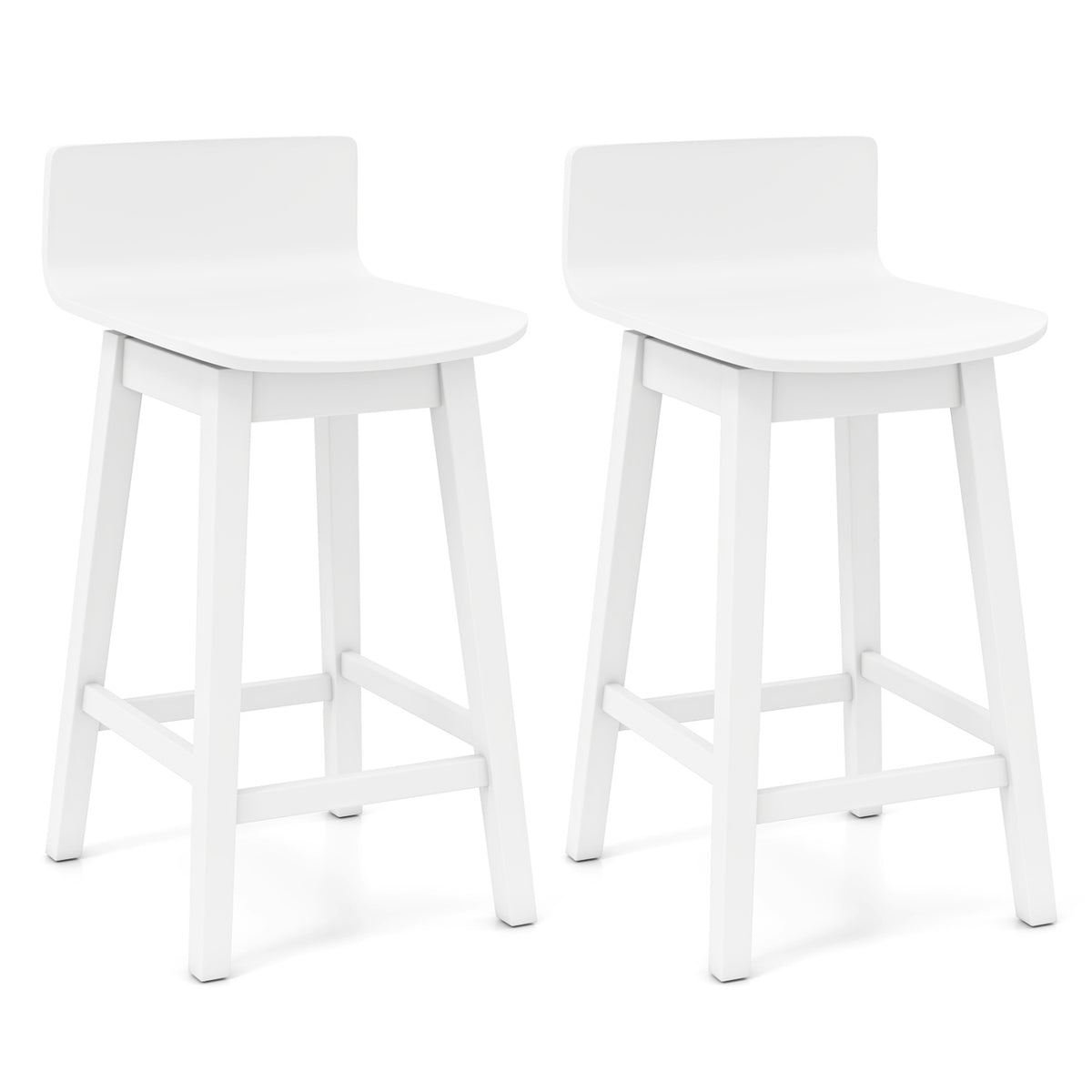 24.5" Swivel Bar Stools Set of 2, White - Wooden