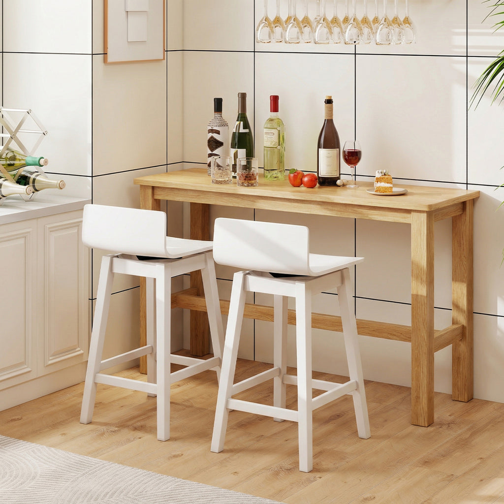24.5" Swivel Bar Stools Set of 2, White - Wooden