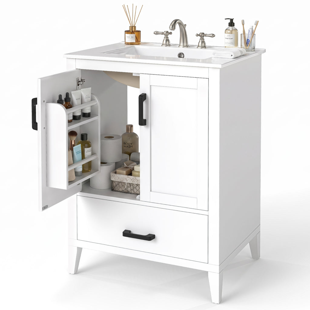 24.5" Modern Bathroom Vanity with Sink 2 Doors and Drawer