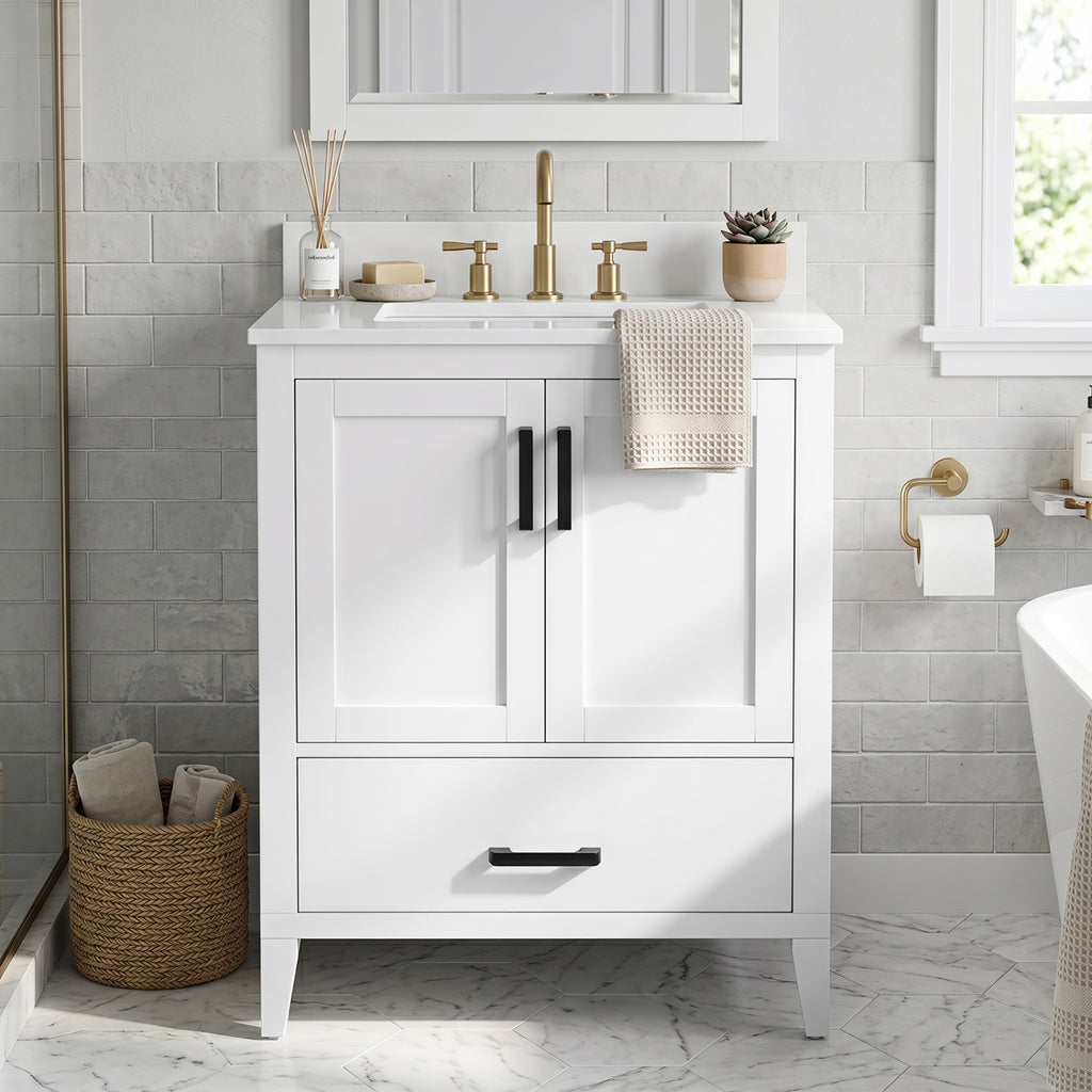 24.5" Modern Bathroom Vanity with Sink 2 Doors and Drawer