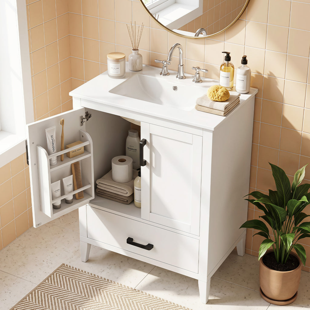 24.5" Modern Bathroom Vanity with Sink 2 Doors and Drawer