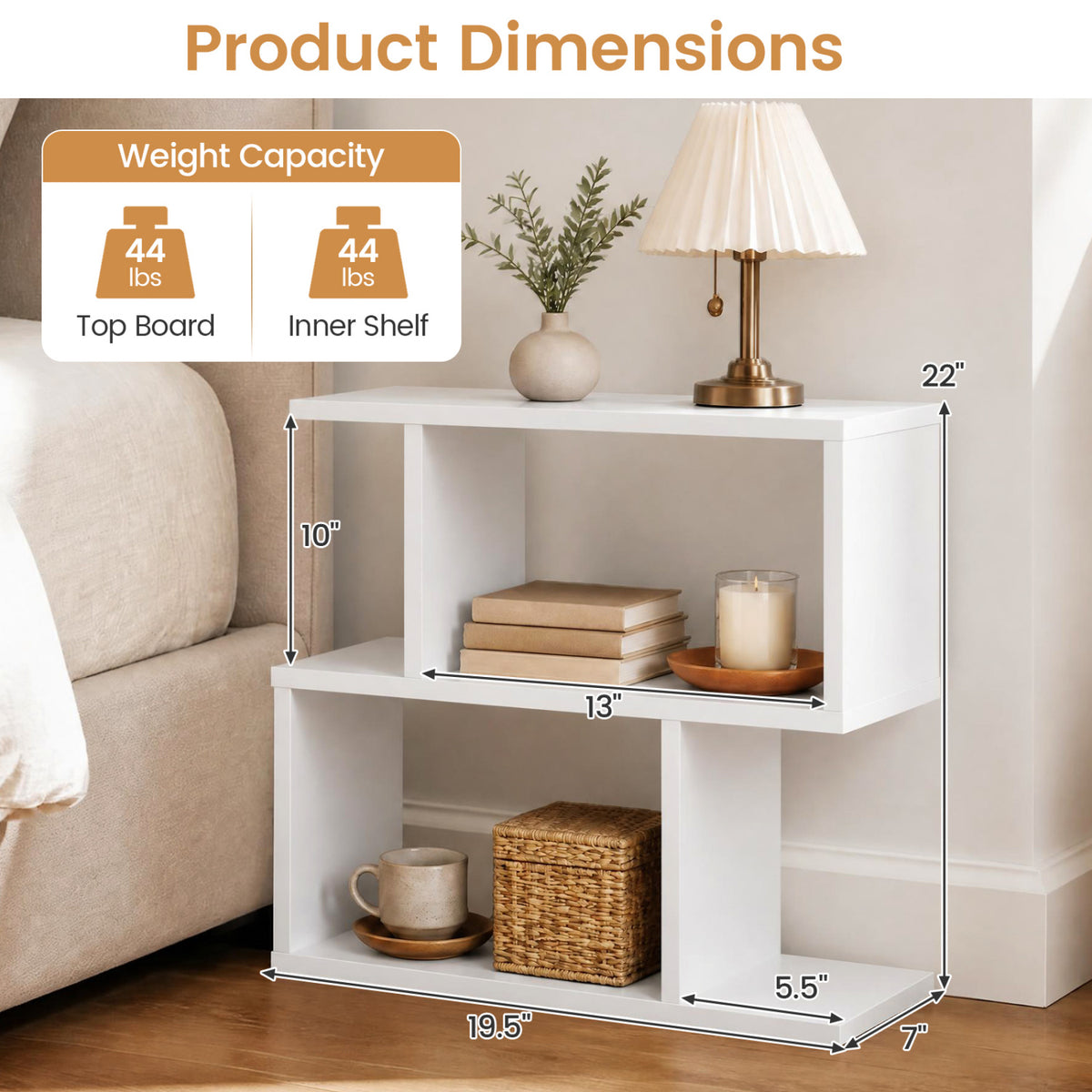 3-Tier Open Storage Shelf, White