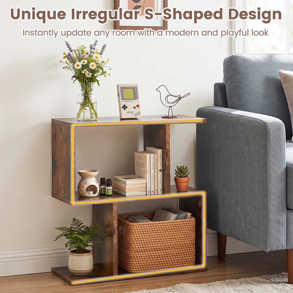 3-Tier Open Shelf Storage Unit - Brown