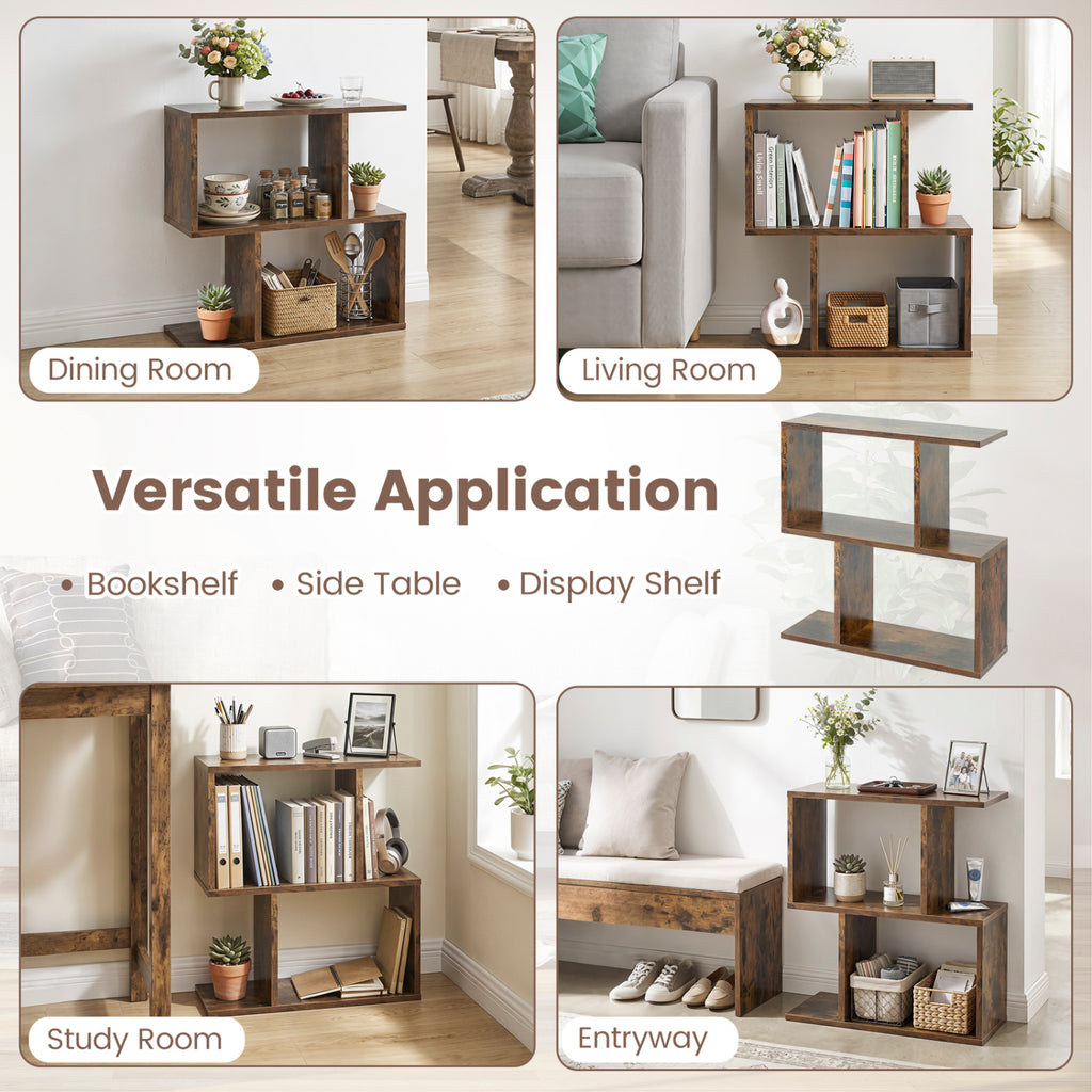 3-Tier Open Shelf Storage Unit - Brown