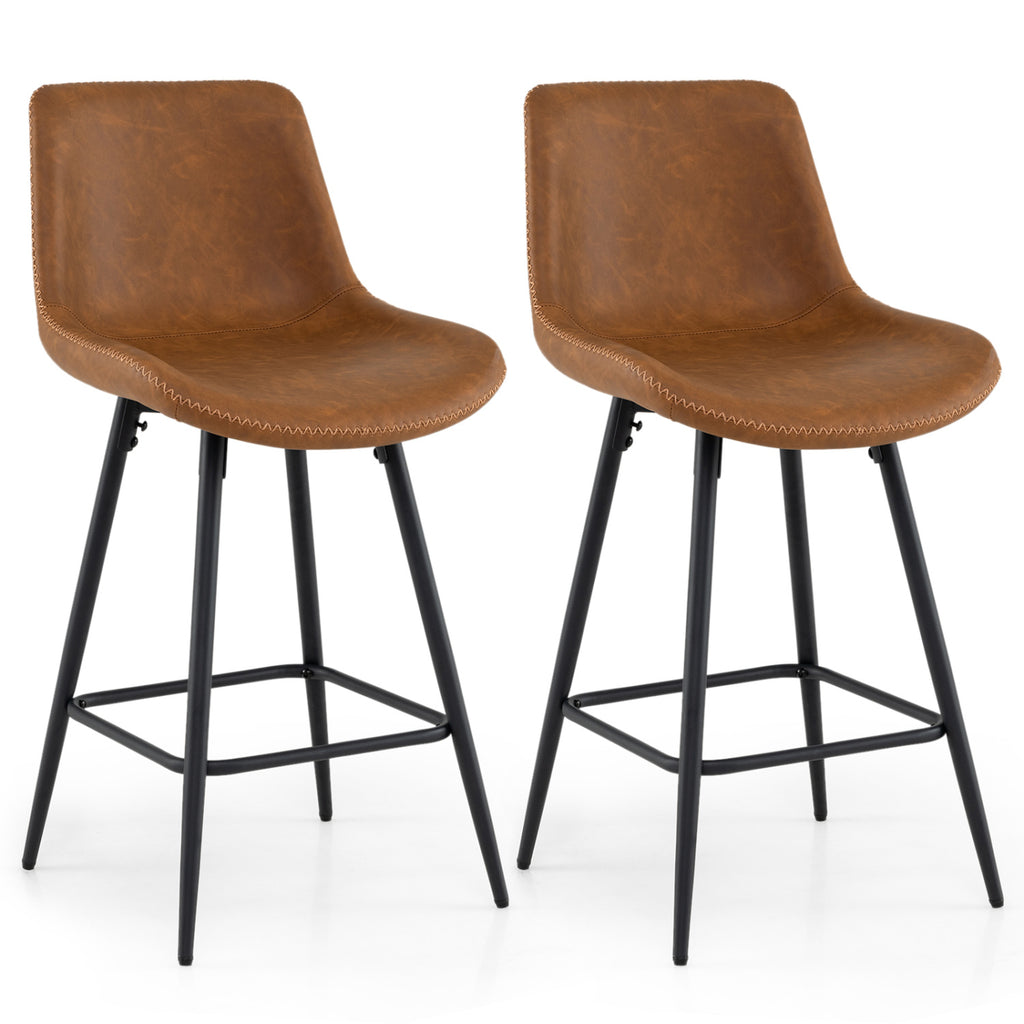 24 Inch Bar Stools Set of 2 with Backs - Brown