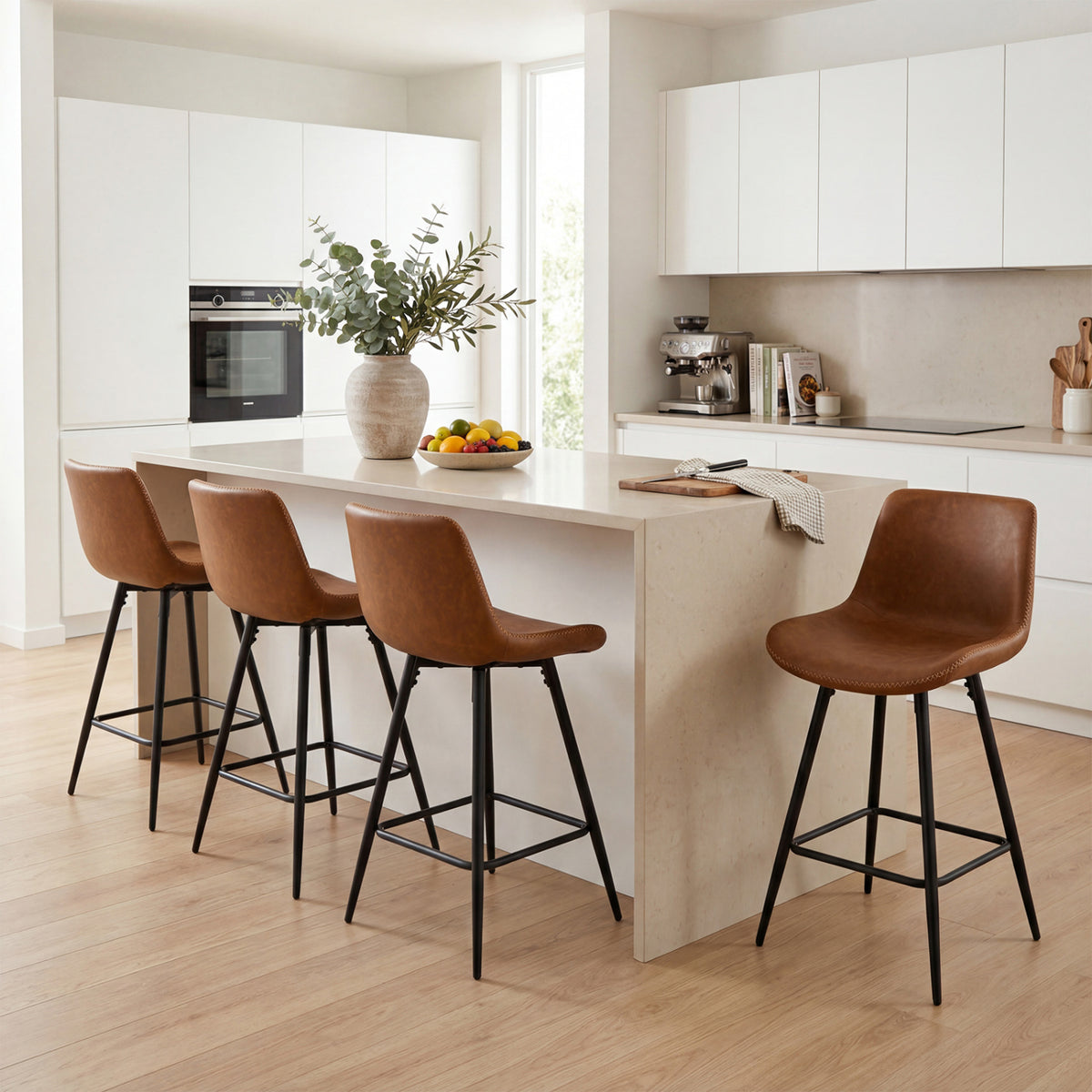 24 Inch Bar Stools Set of 2 with Backs - Brown