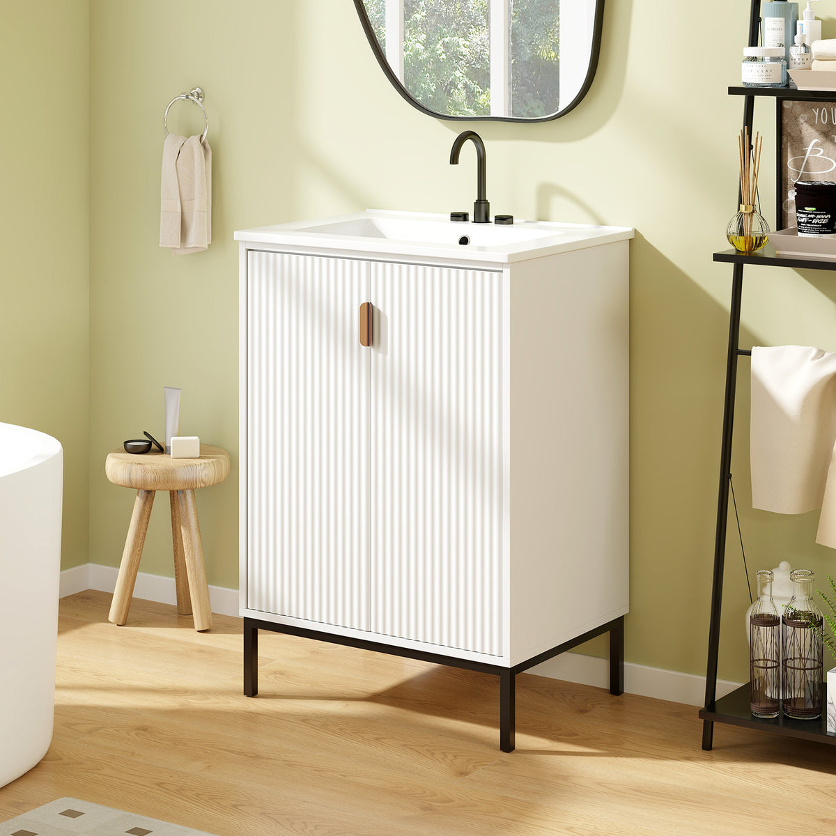 24 Inch Bathroom Vanity with Sink Combo - White, 34.5 Inch H