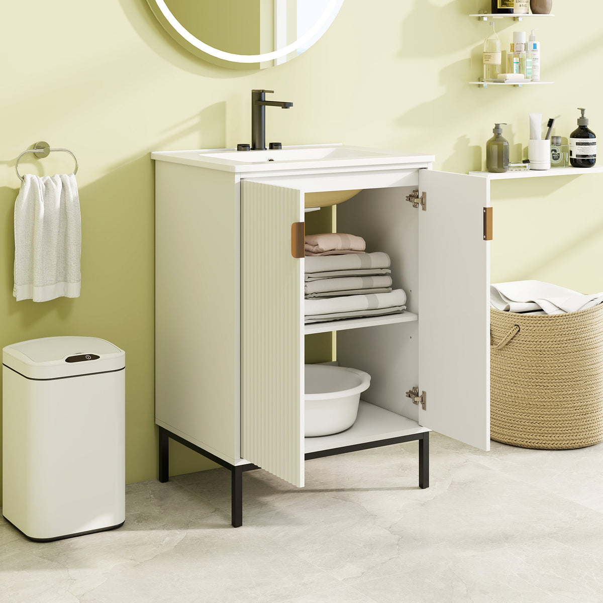 24 Inch Bathroom Vanity with Sink Combo - White, 34.5 Inch H