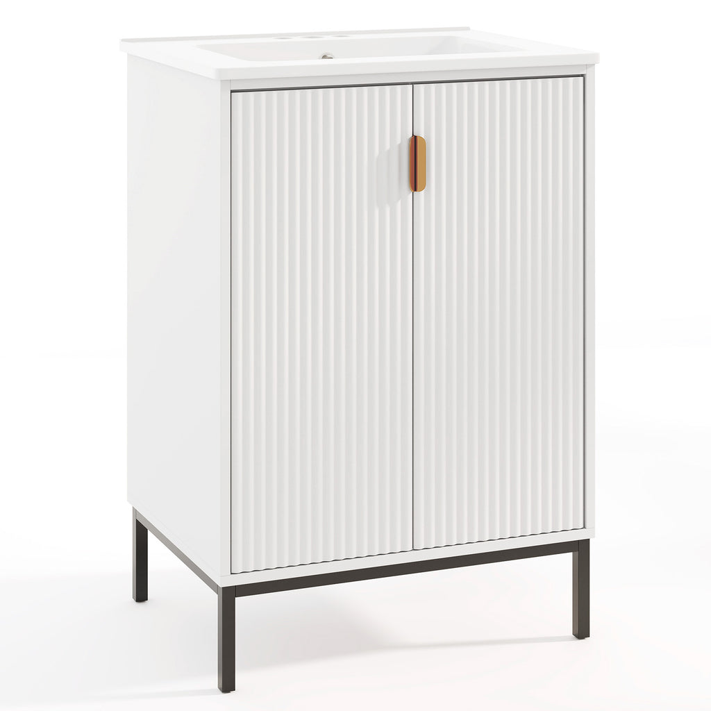 24 Inch Bathroom Vanity with Sink Combo - White, 34.5 Inch H
