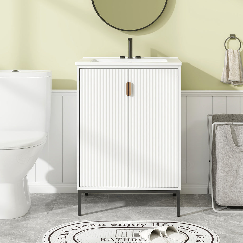24 Inch Bathroom Vanity with Sink Combo - White, 34.5 Inch H