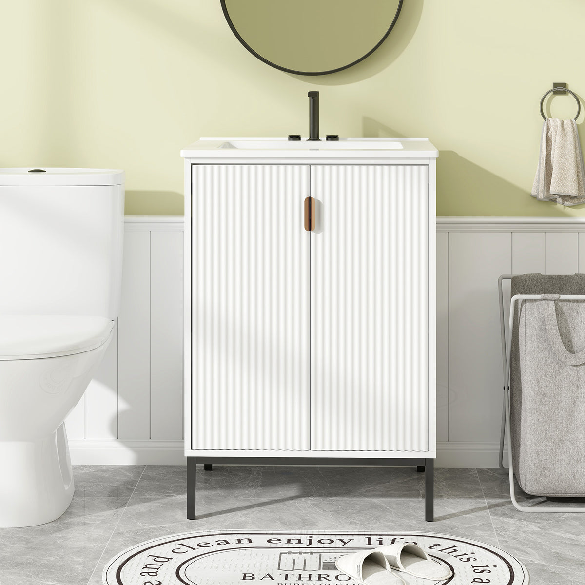 24 Inch Bathroom Vanity with Sink Combo - White, 34.5 Inch H