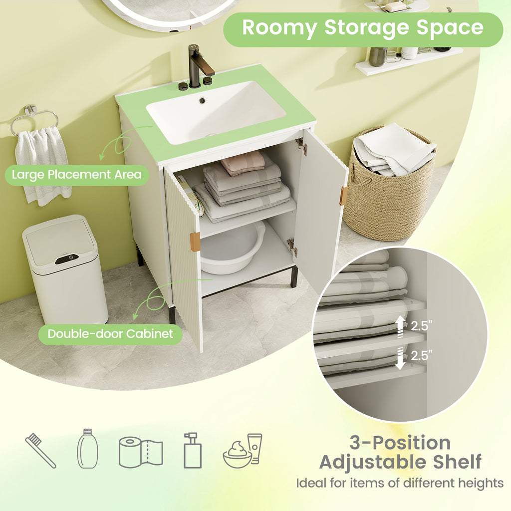 24 Inch Bathroom Vanity with Sink Combo - White, 34.5 Inch H