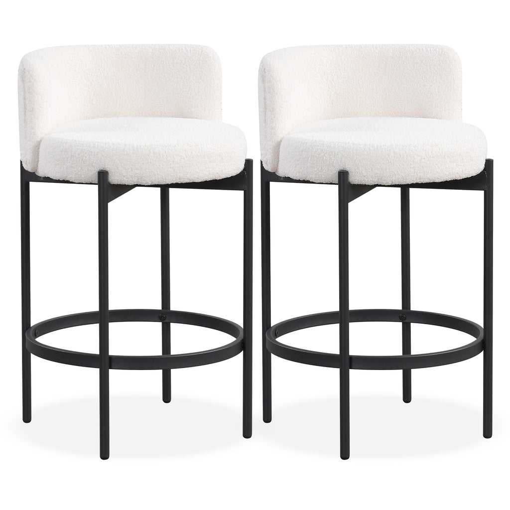 Counter Height Bar Stool Set of 2 with Arms, White
