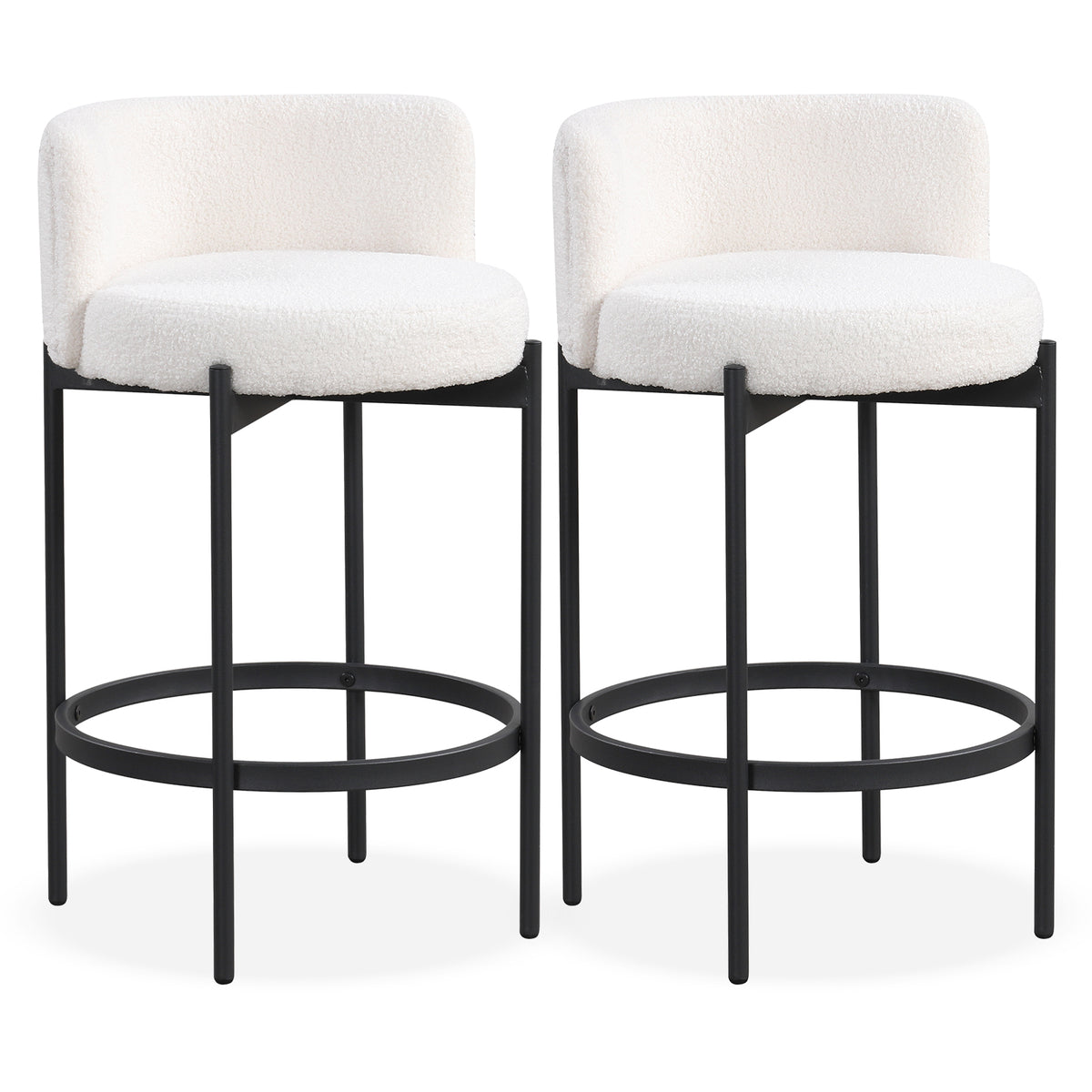 Counter Height Bar Stool Set of 2 with Arms, White