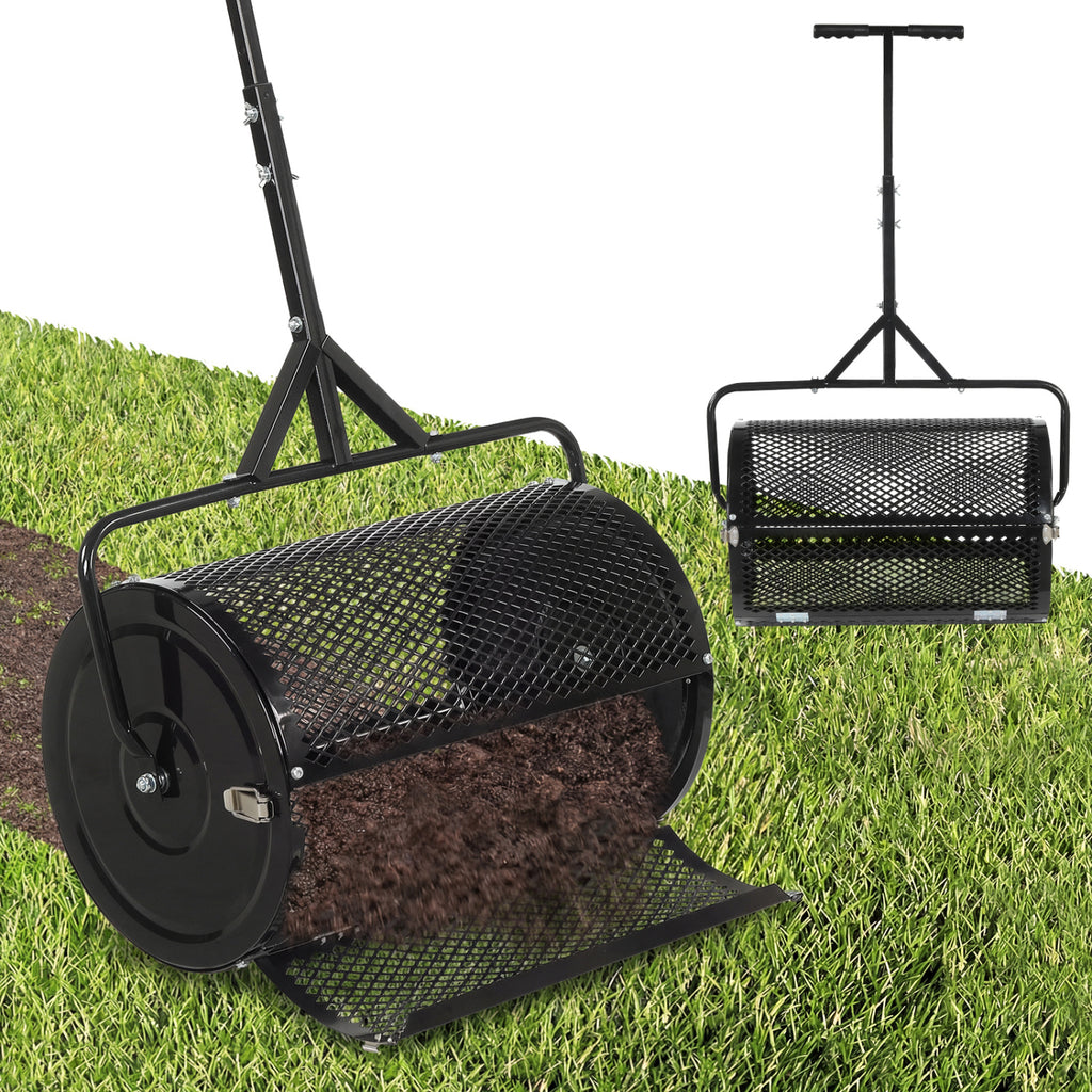 24 Inch Compost Spreader with T-Handle - Black