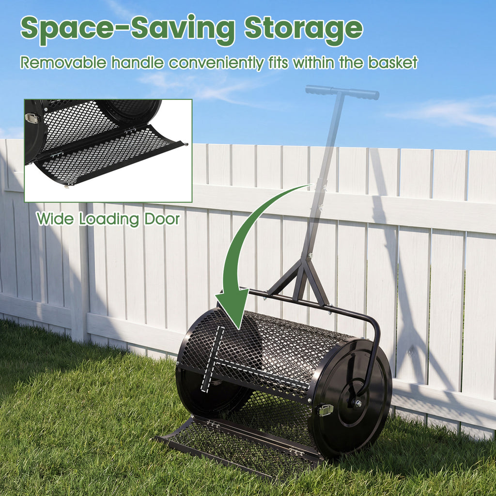 24 Inch Compost Spreader with T-Handle - Black