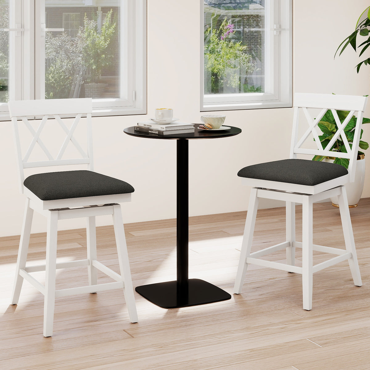 24 Inch Counter Height Barstool with Backrest, White