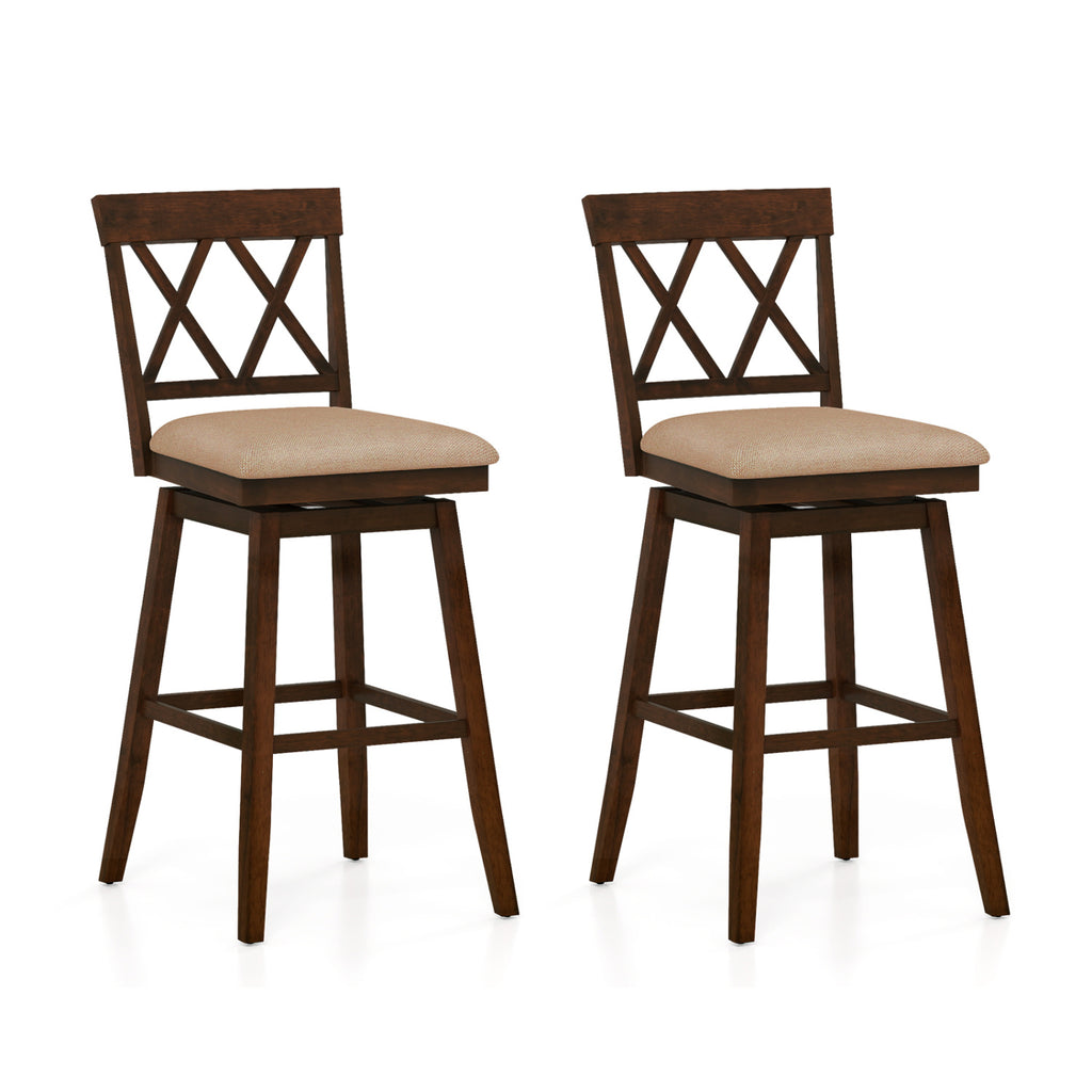 Counter Height Barstools Set of 2 with Backrest, Oak - 29 Inches