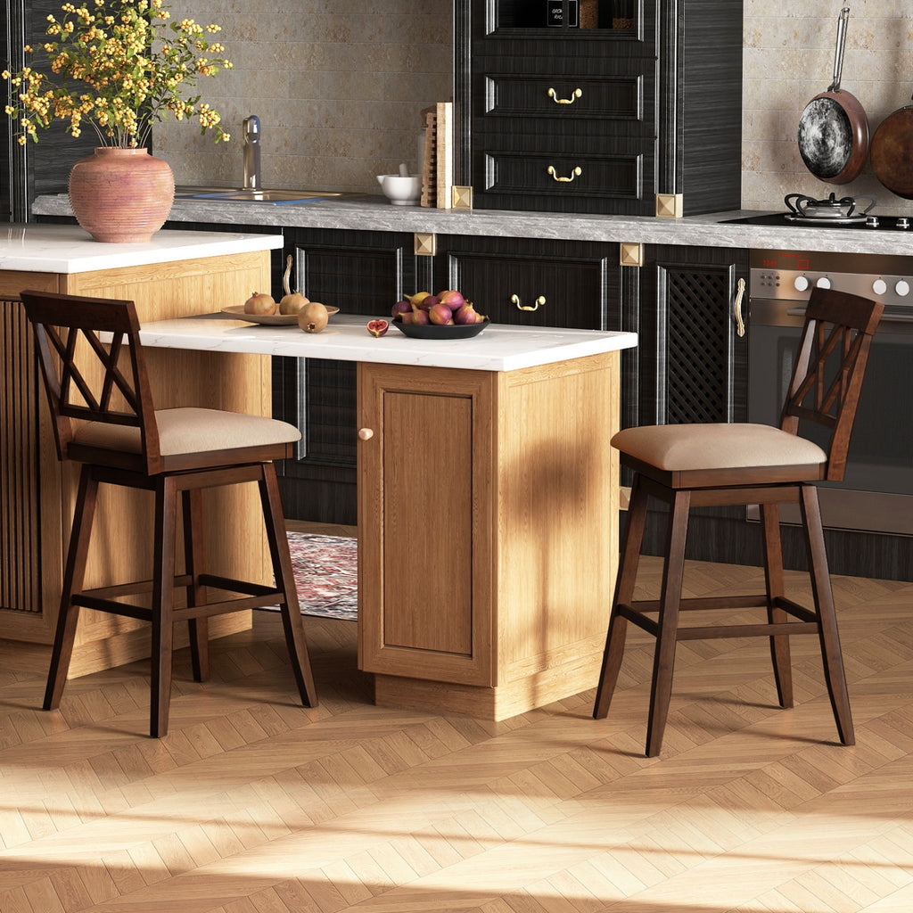 Counter Height Barstools Set of 2 with Backrest, Oak - 29 Inches