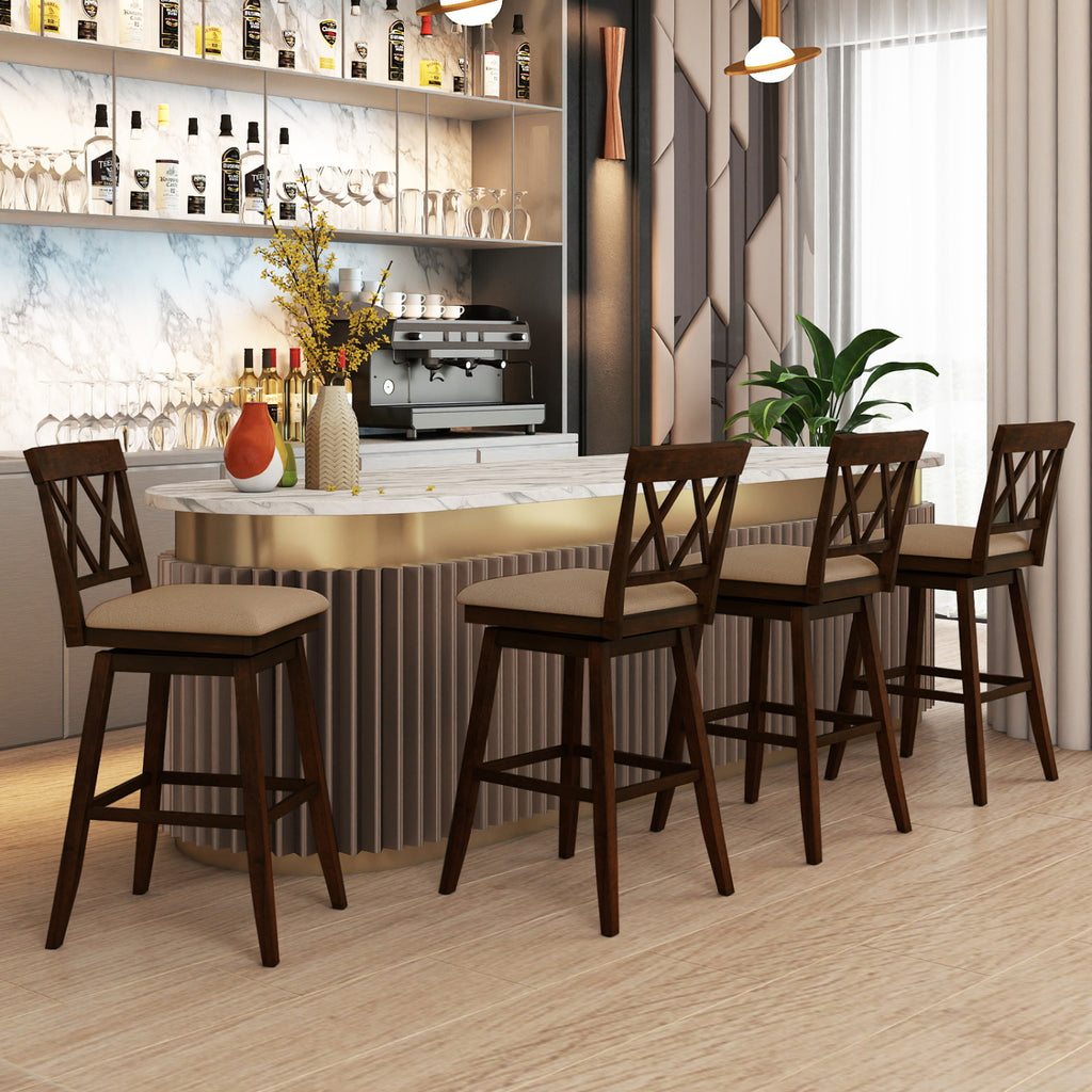 Counter Height Barstools Set of 2 with Backrest, Oak - 29 Inches