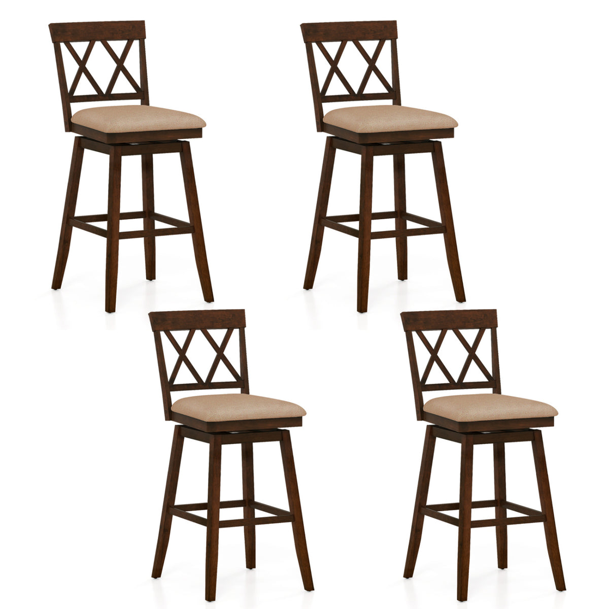 24 Inch Counter Height Bar Stools Set of 4, Oak - 29 inches