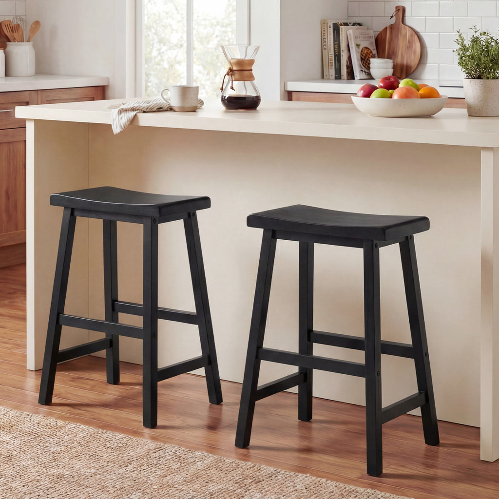 24 Inch Counter Height Bar Stools Set of 2 - Black