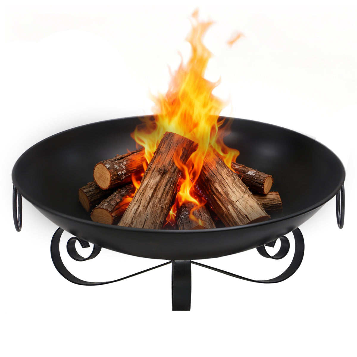 24 Inch Fire Pit Bowl - Heavy-Duty Metal Wood-Burning Firepit