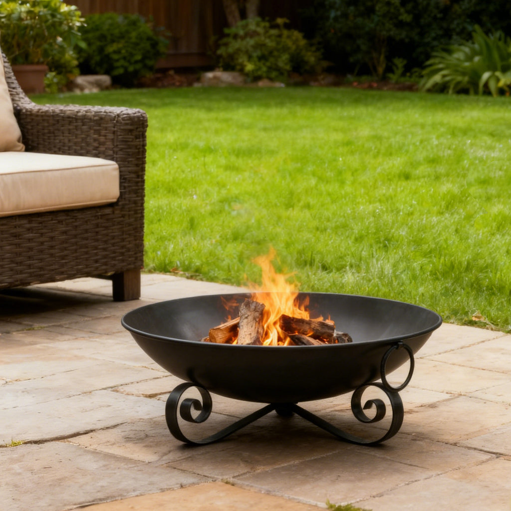 24 Inch Fire Pit Bowl - Heavy-Duty Metal Wood-Burning Firepit