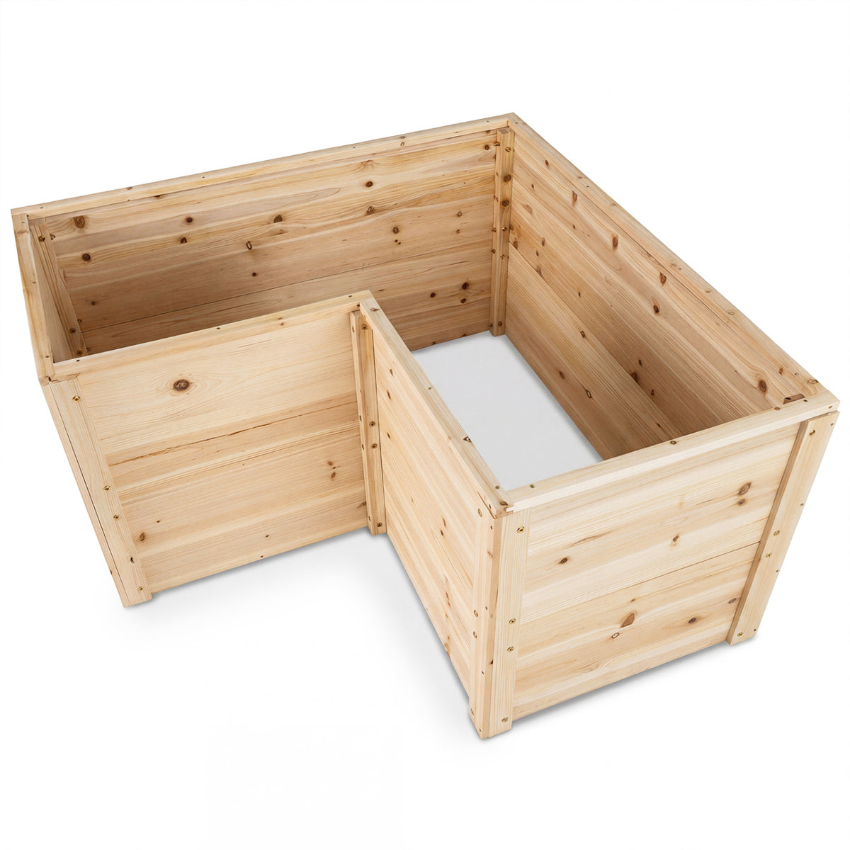 24 Inch L-Shaped Wooden Raised Garden Bed with Open-Ended Base