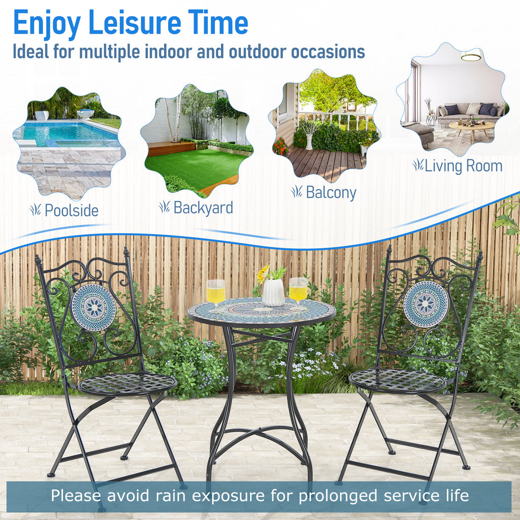 24" Patio Bistro Table with Ceramic Tile Top - Multicolor