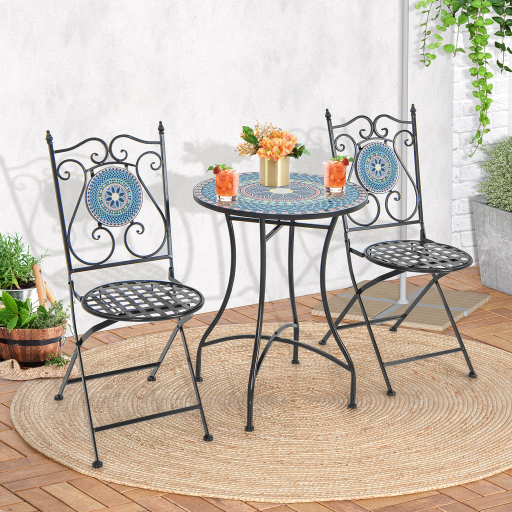 24 Inch Patio Bistro Table with Ceramic Tile Tabletop