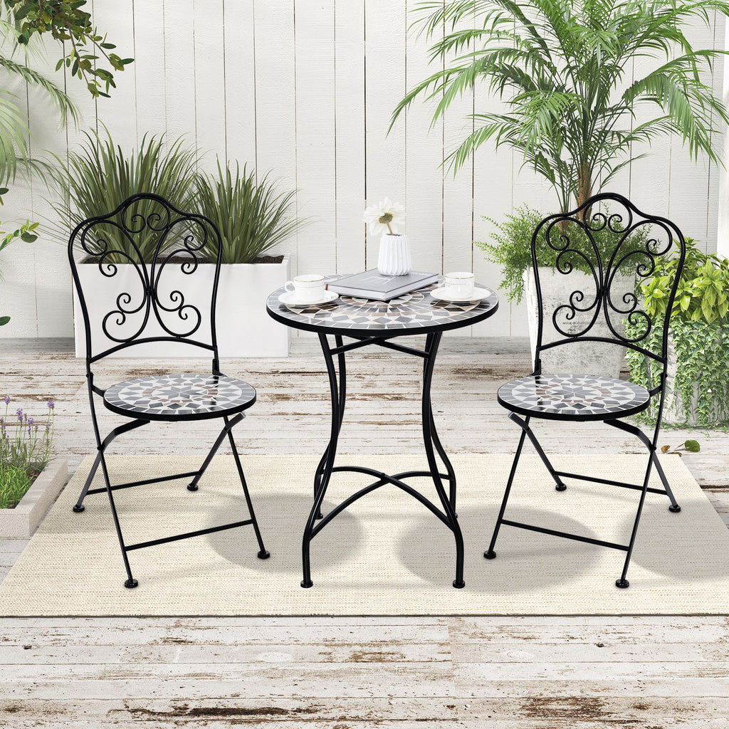 24 Inch Patio Bistro Table with Ceramic Tile Tabletop