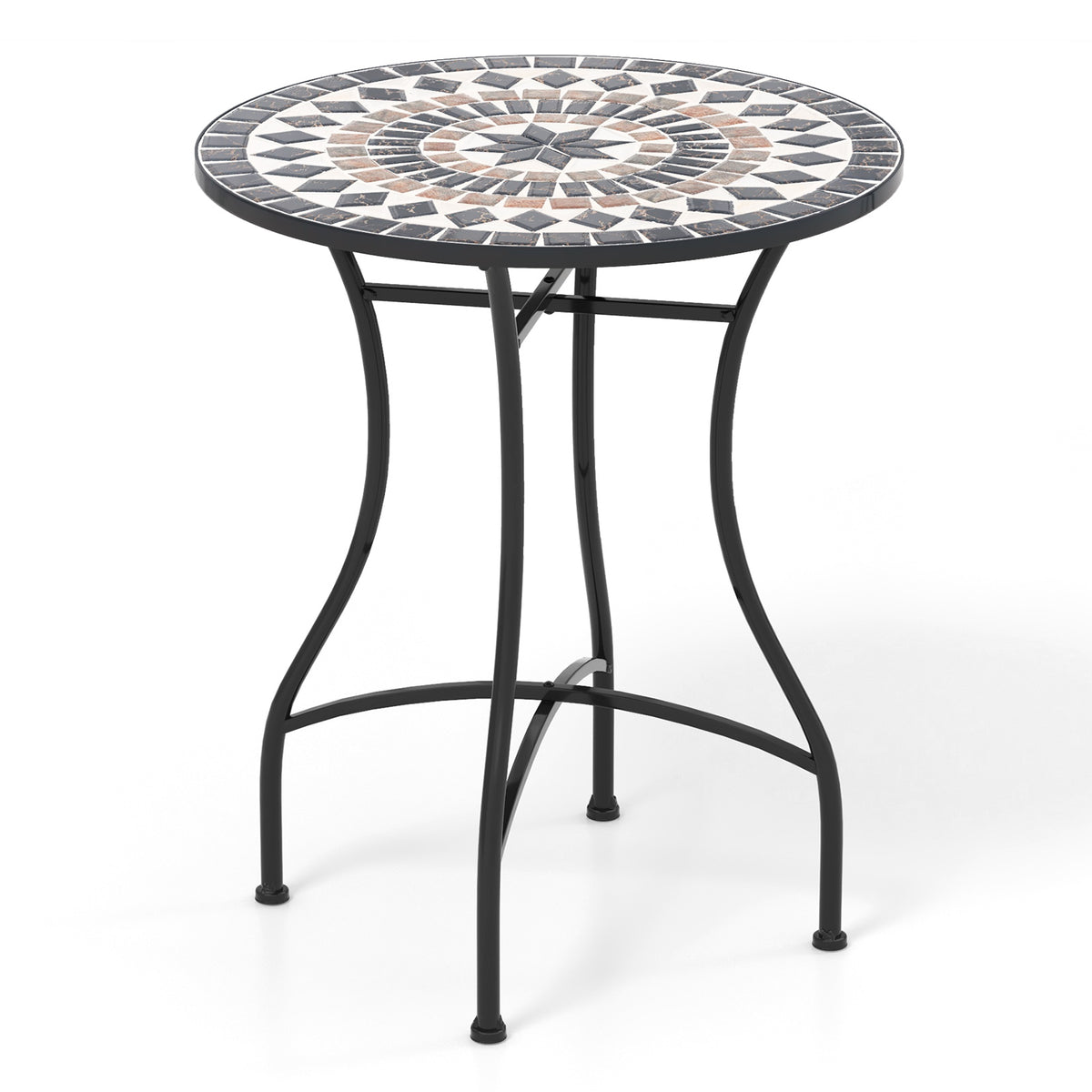 24 Inch Patio Bistro Table with Ceramic Tile Tabletop