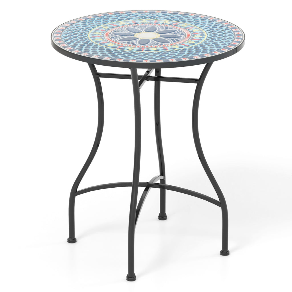 24" Patio Bistro Table with Ceramic Tile Top - Multicolor