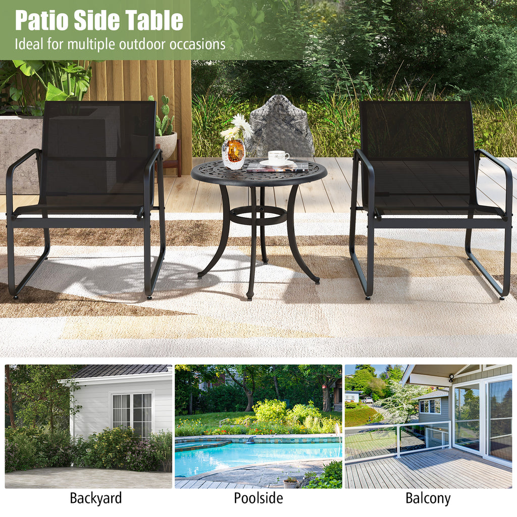 24" Round Patio Side Table, Rustic Brown
