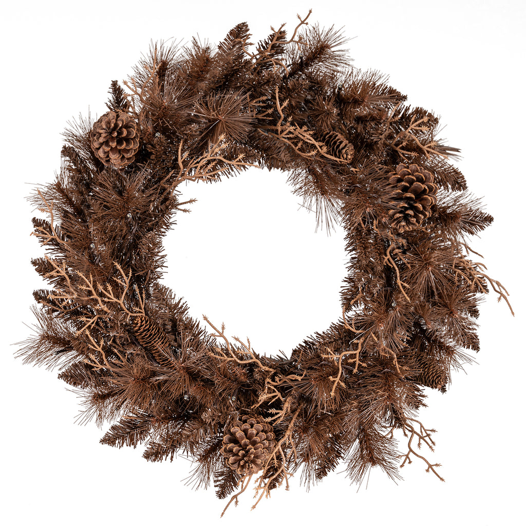 Set of 1 24-Inch Pre-lit Christmas Wreath with 105 Tips & Warm White LED Lights