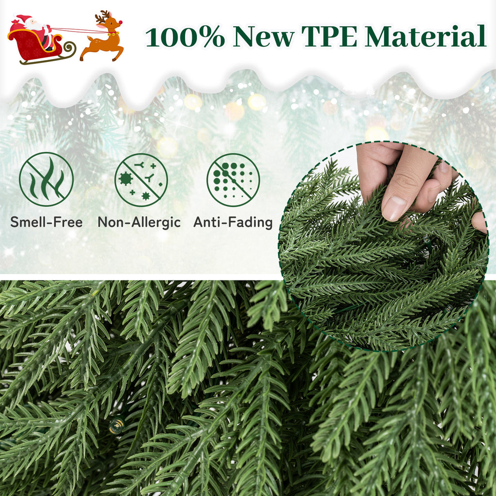 24 Inch Pre-lit Christmas Wreath with 108 Tips & 35 LED Lights – Set of 1