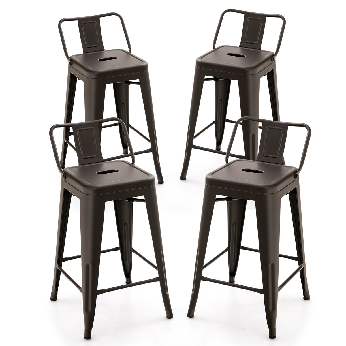 24 Inch Cafe Side Chair with Removable Back - Gun Middle Back