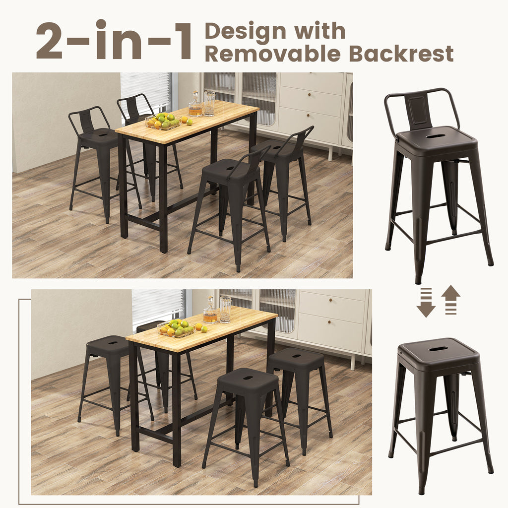 24 Inch Cafe Side Chair with Removable Back - Gun Middle Back