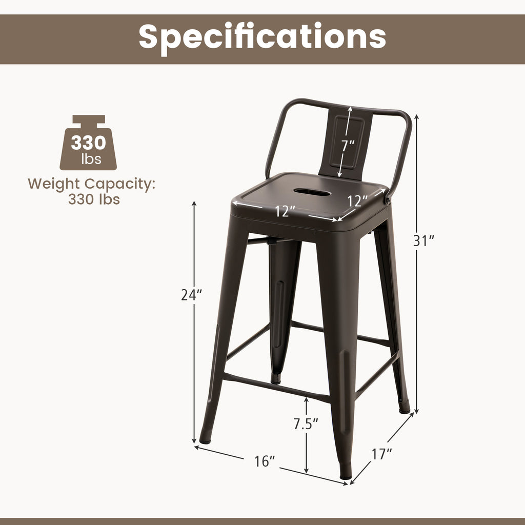 24 Inch Cafe Side Chair with Removable Back - Gun Middle Back