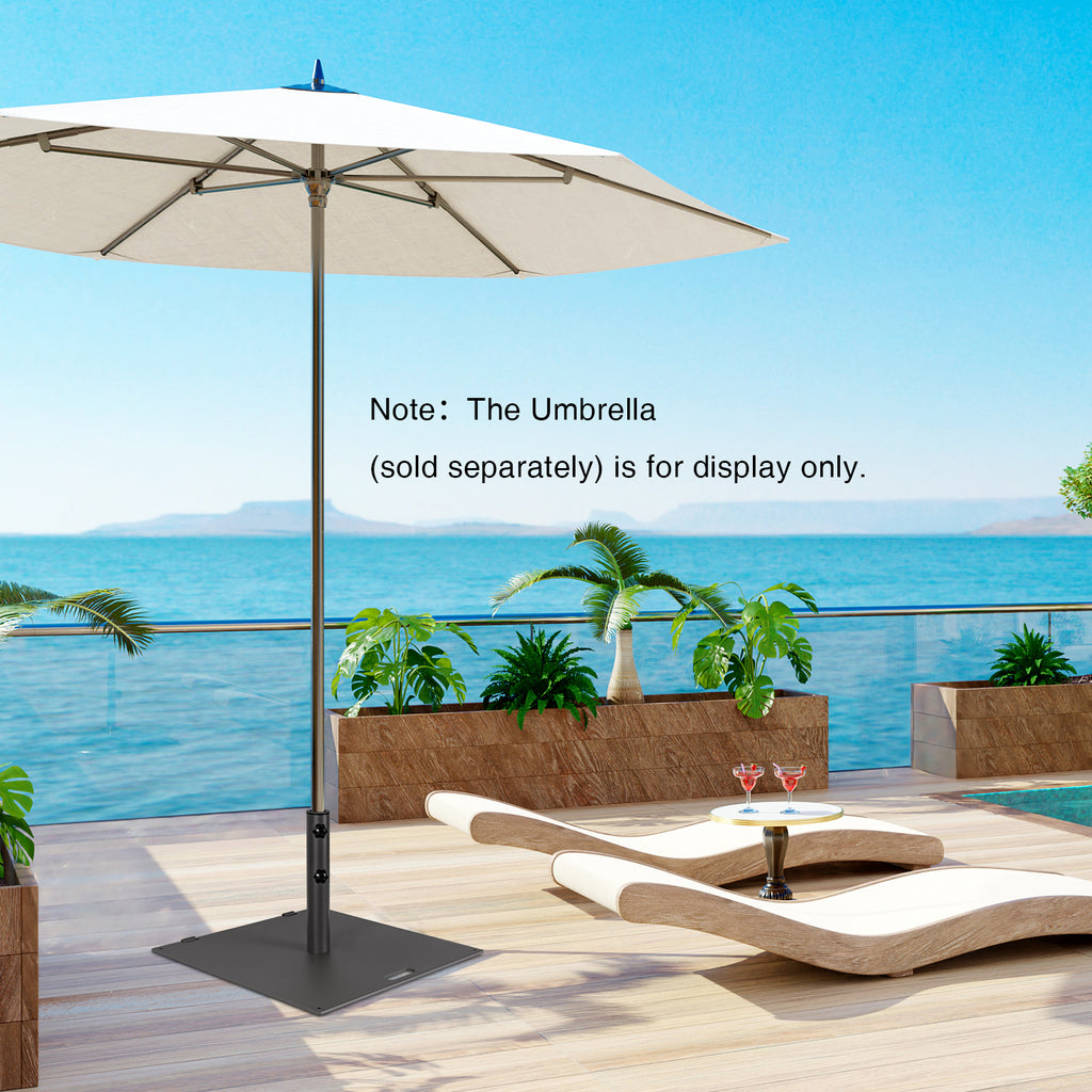 24 x 24 Inch Square Patio Umbrella Base, 50 lbs Weighted, Brown