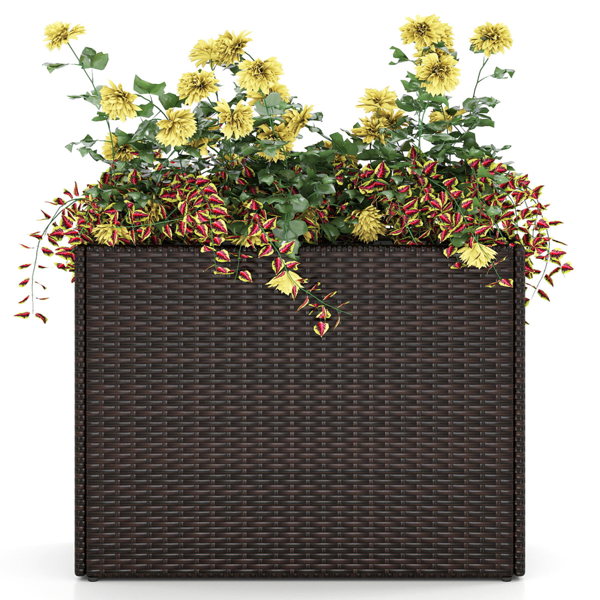 24-Inch Raised Garden Bed Planter with PE Rattan & Liner