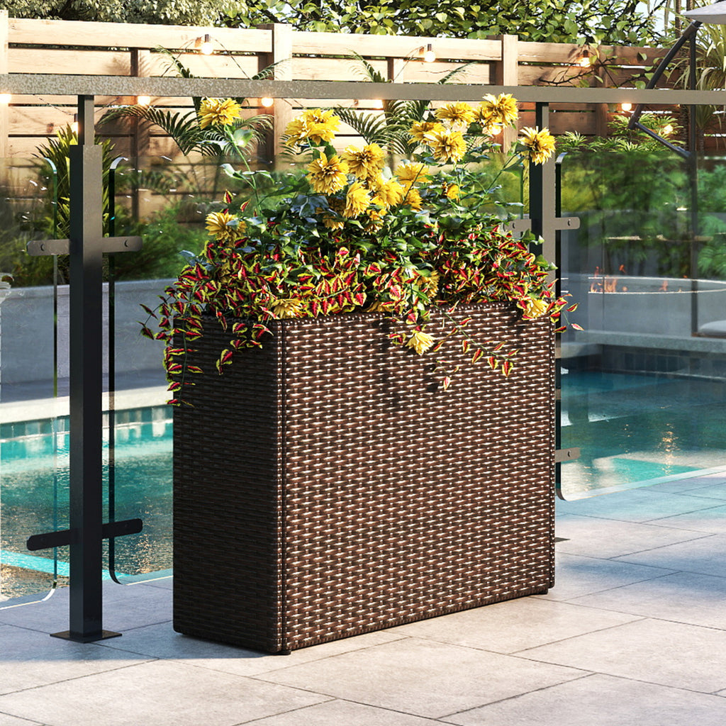 24-Inch Raised Garden Bed Planter with PE Rattan & Liner