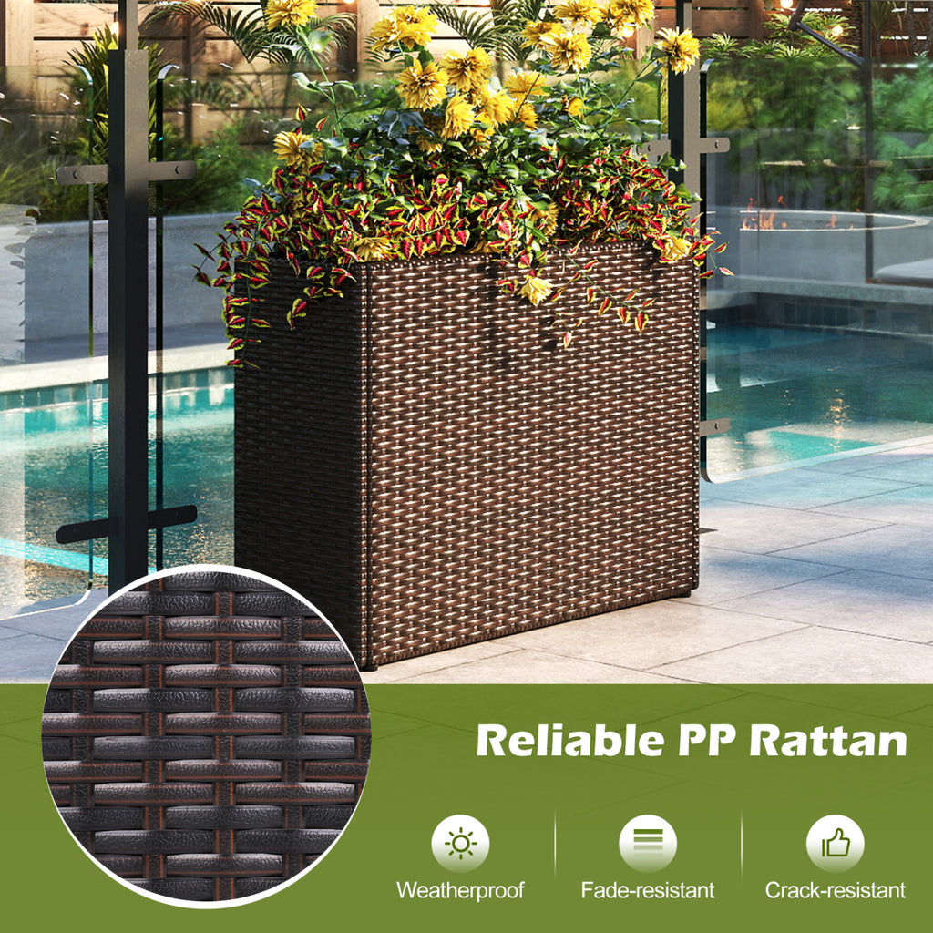 24-Inch Raised Garden Bed Planter with PE Rattan & Liner