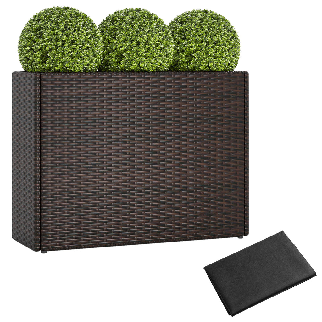 24-Inch Raised Garden Bed Planter with PE Rattan & Liner
