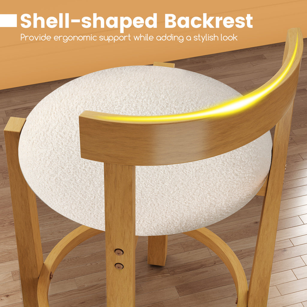 24" Counter Height Bar Stools Set of 2 - Teddy Velvet with Backrest